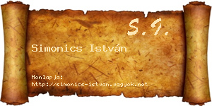 Simonics István névjegykártya